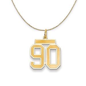 14k Yellow Gold, Jersey, Med Number 90 Necklace - 18 Inch